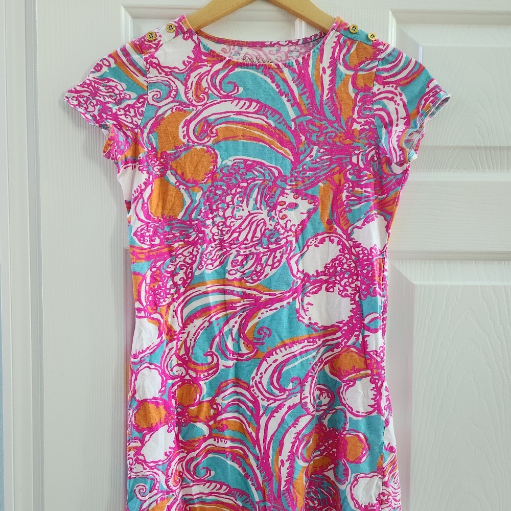 Lilly Pulitzer girls cotto t shirt dress, Feeling Tanked, size XL 12-14 preloved